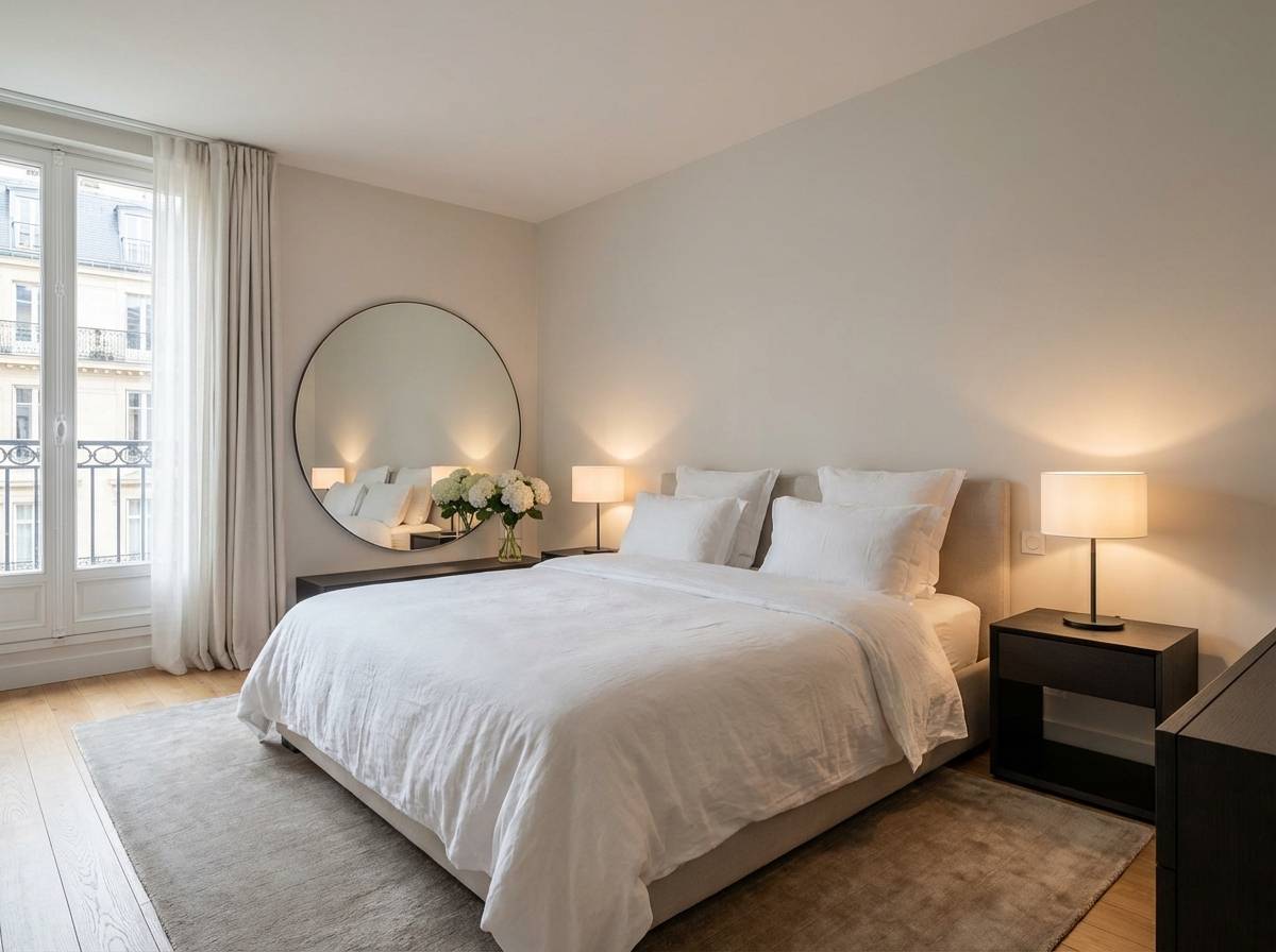 Chambre parisienne élégante avec décoration soignée
