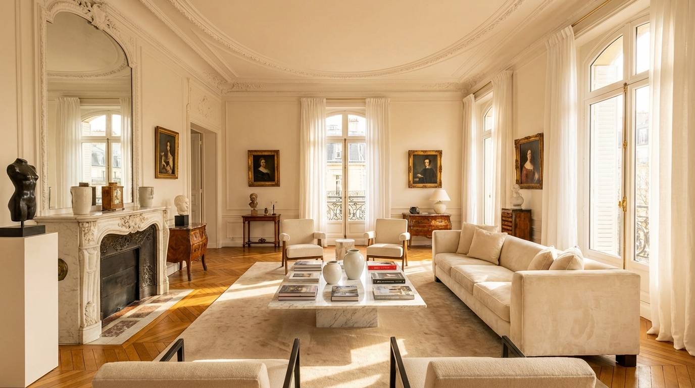 Appartement parisien haussmannien luxueux